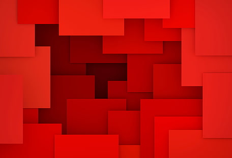 wallpaper merah, abstrak, merah, desain, latar belakang, geometri, bentuk geometris, render 3D, Wallpaper HD HD wallpaper