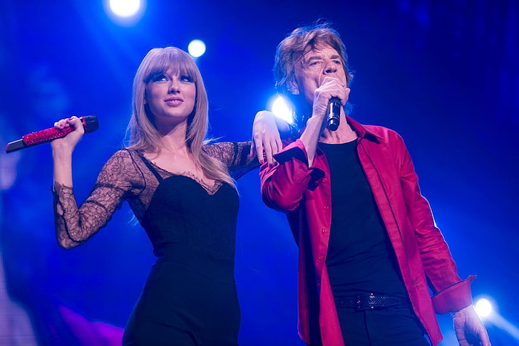 gaun bodycon lengan panjang hitam dan merah wanita, Mick Jagger, penyanyi, musik, Wallpaper HD