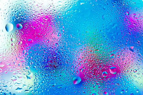 vattendroppe, glas, vatten, droppar, färgglada, regnbåge, regn, HD tapet HD wallpaper