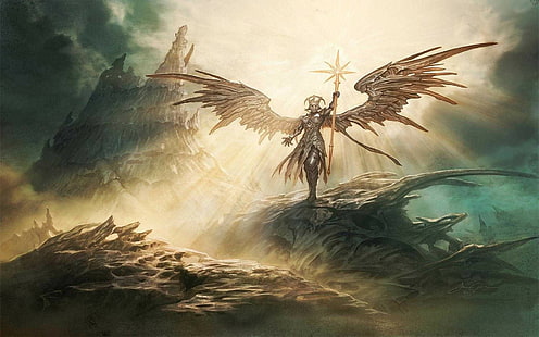 фэнтези арт, ангел, магия: сбор, крылья, HD обои HD wallpaper