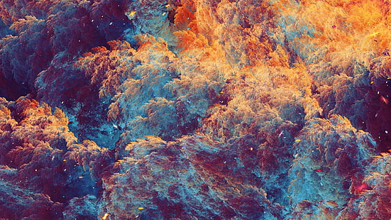 orange, grauer und schwarzer Rauch, Grafik, digitale Kunst, bunt, Rauch, Wolken, abstrakt, HD-Hintergrundbild HD wallpaper