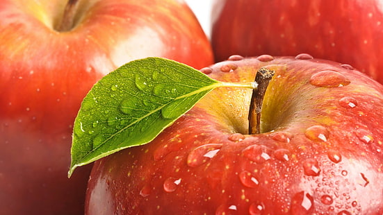 äpple, äpplen, frukt, droppar, vattendroppar, HD tapet HD wallpaper