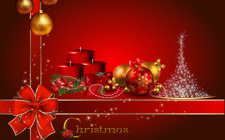 Feliz Natal vermelho velas bolas decorativas Natal vermelho papel de parede Hd 1920 × 1200, HD papel de parede