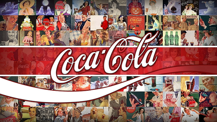 Cartaz da Coca-Cola, plano de fundo, logotipo, publicidade, bebida, clássico, Coca-Cola, marca, HD papel de parede