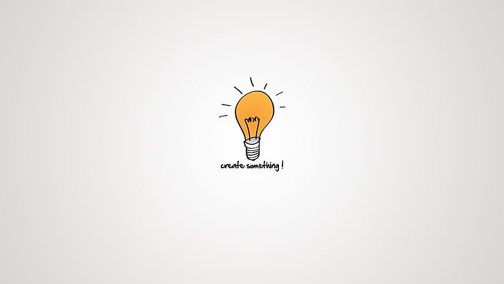orange light bulb illustration, the inscription, thoughts, Light bulb, HD wallpaper