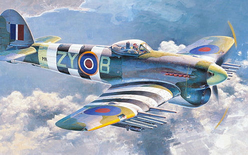 สงครามโลกครั้งที่สองเครื่องบินเครื่องบินหาบเร่ไต้ฝุ่นทหารเครื่องบินทหาร D-Day, วอลล์เปเปอร์ HD HD wallpaper