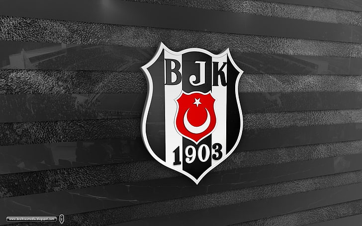 Logo Besiktas, Besiktas J.K., Turki, lapangan sepakbola, Wallpaper HD