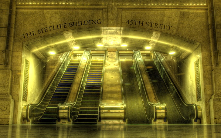 metro, yürüyen merdiven, tren istasyonu, New York, HD masaüstü duvar kağıdı