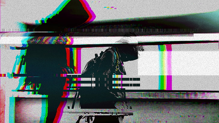 Papel pintado digital negro y multicolor, vaporwave, Fondo de pantalla HD