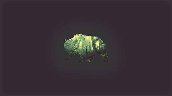 ilustrasi beruang, beruang, hutan, sederhana, margasatwa, Wallpaper HD