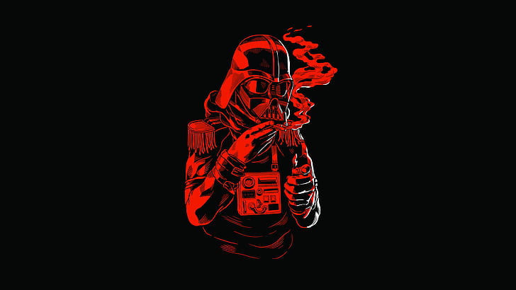 vermelho, preto, botões, mais leve, Dark Vader, capacete de Guerra nas Estrelas, cigariilo, franjas, HD papel de parede