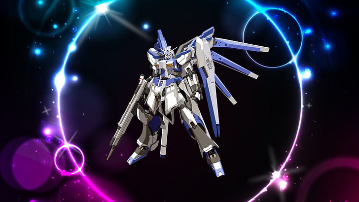 figur aksi robot putih dan biru, Gundam, RX93 Hi-Nu, Mobile Suit Gundam: Serangan Balik Char, mech, Mobile Suit Gundam, Wallpaper HD