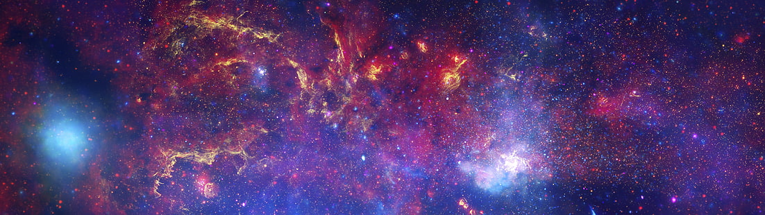 космические обои, множественный дисплей, космос, звёзды, красочные, вселенная, галактика, HD обои HD wallpaper