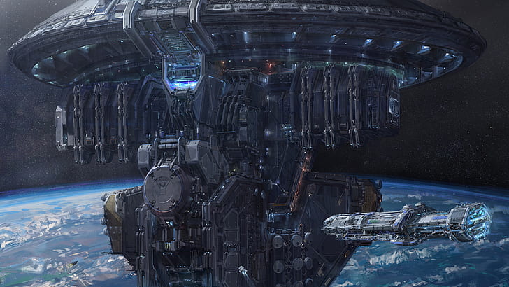 Science-Fiction, Raumstation, Weltraum, Raumschiff, HD-Hintergrundbild
