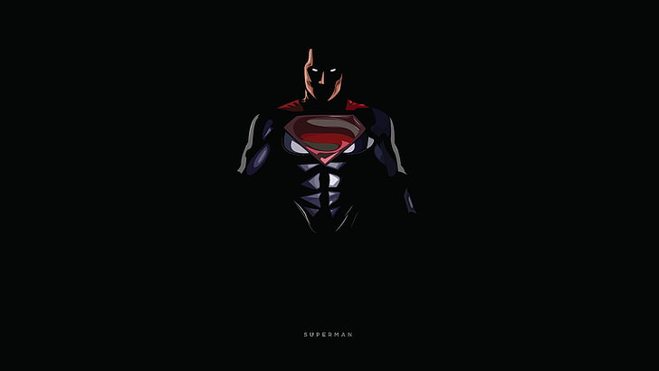 Pahlawan Super, Komik DC, 8K, Latar belakang gelap, Minimal, Superman, Hitam, 4K, Wallpaper HD