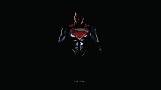 スーパーヒーロー、DCコミック、8 K、暗い背景、最小限、スーパーマン、黒、4 K、 HDデスクトップの壁紙 HD wallpaper