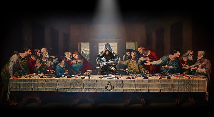 Assassins Creed Syndicate, painting of The Last Supper, Games, Assassin's Creed, ubisoft, assassins creed, syndicate, london, 2015, action, adventure, open world, jacob, jacob frye, leonardo da vinci, last supper, HD wallpaper