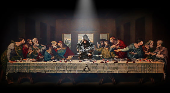 Assassins Creed Syndicate, pintura de The Last Supper, Jogos, Assassin's Creed, ubisoft, assassins creed, syndicate, londres, 2015, ação, aventura, mundo aberto, jacob, jacob frye, leonardo da vinci, última ceia, HD papel de parede HD wallpaper