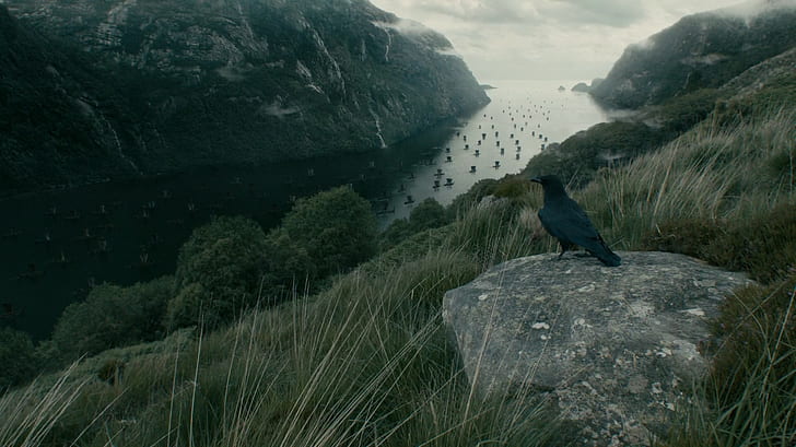 montagnes, corbeau, Vikings (série télévisée), eau, Fond d'écran HD