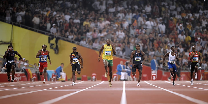 Usain Bolt, bieganie, igrzyska olimpijskie, bieganie, bolt Usaina, Tapety HD