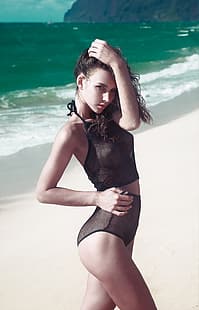 Rachel Cook, mujer en la playa, modelo, Fondo de pantalla HD HD wallpaper