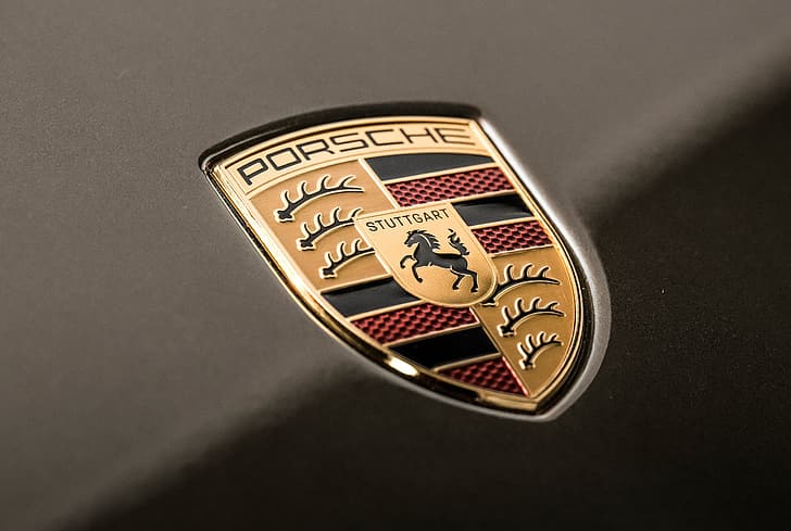 Porsche, logo, badge, Porsche Mission X, HD wallpaper