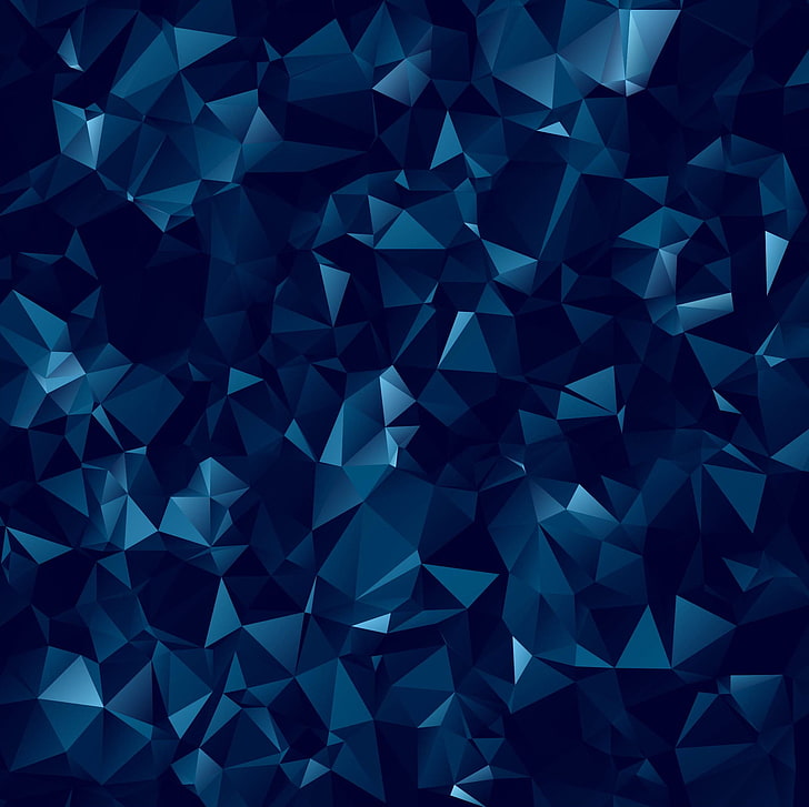 синие обои геометрической формы, абстракция, абстрактный, темный, геометрия, рисунок, синий, фон, многоугольник, HD обои