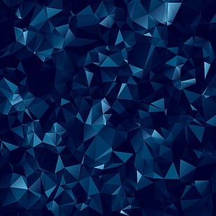 синие обои геометрической формы, абстракция, абстрактный, темный, геометрия, рисунок, синий, фон, многоугольник, HD обои HD wallpaper