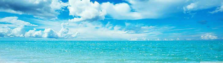 body of water, multiple display, sky, clouds, water, HD wallpaper