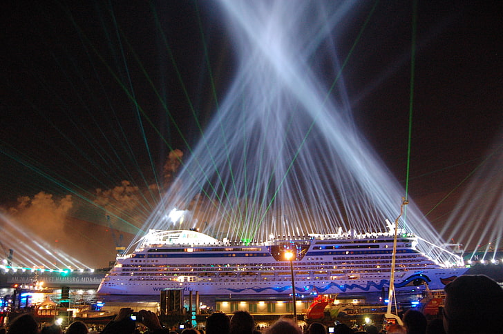 lighted stage, cruise ship, ship, vehicle, HD wallpaper