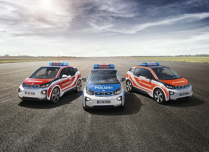 BMW i3, elektrikli arabalar, RETTmobil 2016, güvenlik aracı, HD masaüstü duvar kağıdı