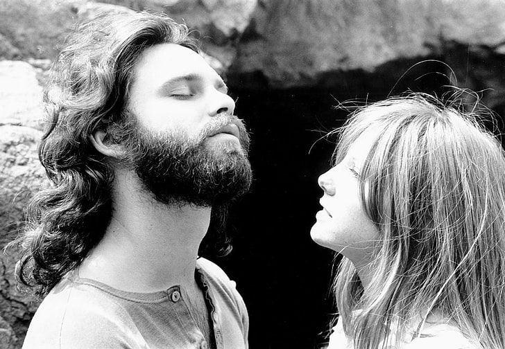 music, rock & roll, Jim Morrison, monochrome, The Doors (Music), women, beards, men, HD wallpaper