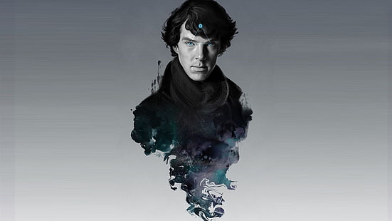 Doktor Seltsam, Sherlock, Sherlock Holmes, Benedict Cumberbatch, Fernsehen, Rauch, einfacher Hintergrund, Fernsehserie, BBC, HD-Hintergrundbild HD wallpaper