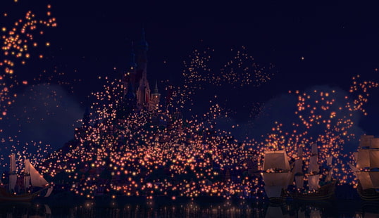 디즈니 회사 영화 야간 등불 얽힌 라푼젤 1876x1080 엔터테인먼트 영화 HD 아트, 영화, 디즈니 회사, HD 배경 화면 HD wallpaper