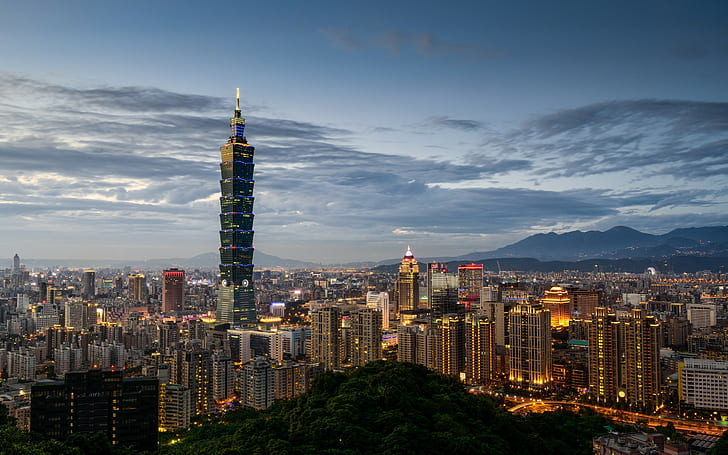 Тайван, Тайпе, Азия, снимка на град, Тайван, Тайпей, Азия, град, небостъргач, HD тапет
