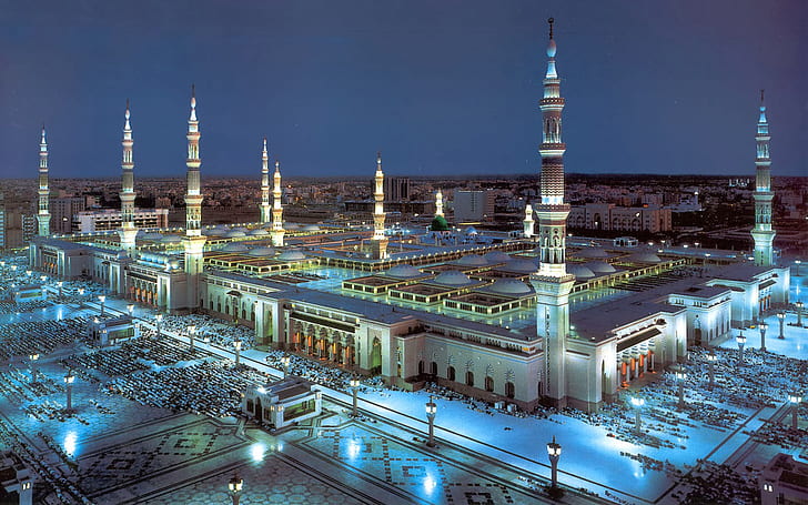 أجمل المساجد في العالم المسجد النبوي المدينة المنورة المملكة العربية السعودية HD Wallpaper 1920 × 120، خلفية HD