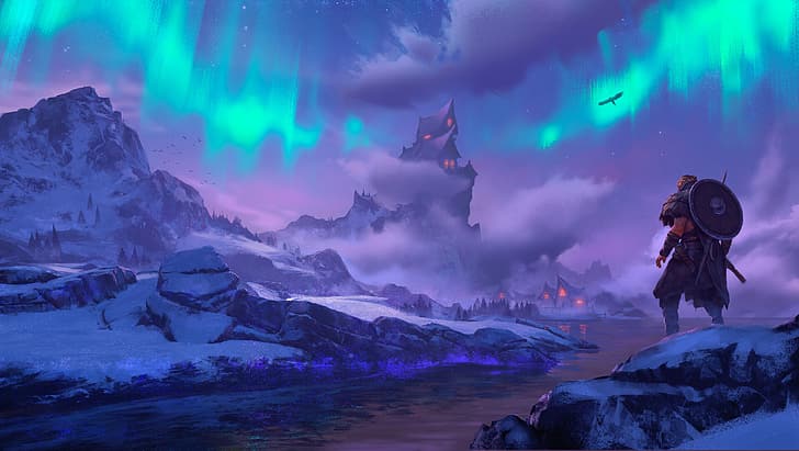 snow, viking, Assassin's Creed: Valhalla, HD wallpaper