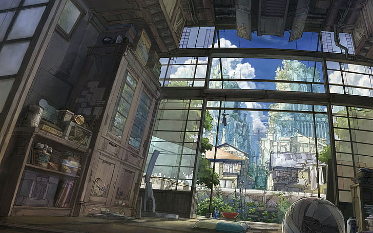 anime, indoors, peace, landscape, HD wallpaper