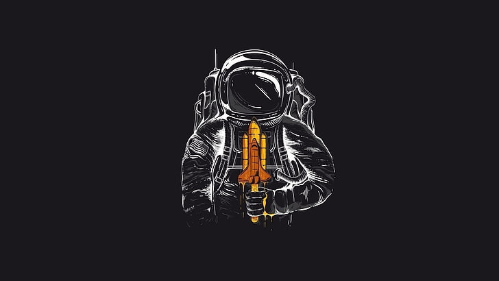 astronaut, humor, Simple Background, space, HD wallpaper
