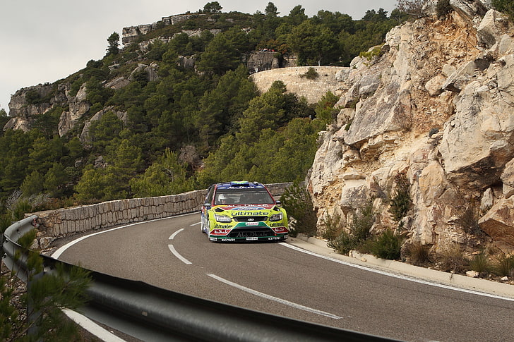 แรลลี่สเปนถนนยานพาหนะแข่งแอสฟัลต์ WRC แข่งรถแรลลี่แชมป์โลกแรลลี่ฟอร์ดโฟกัส w Cars Ford HD Art, สเปน, แรลลี่, วอลล์เปเปอร์ HD