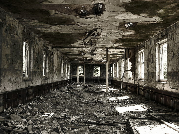 dark, ruin, abandoned, building, HD wallpaper