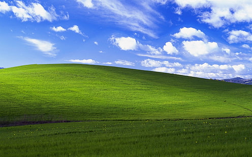 Windows XP, облаци, природа, трева, хълм, HD тапет HD wallpaper