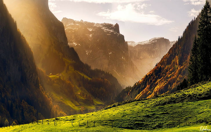 풍경, 산, 스위스, 알프스, 자연, HD 배경 화면