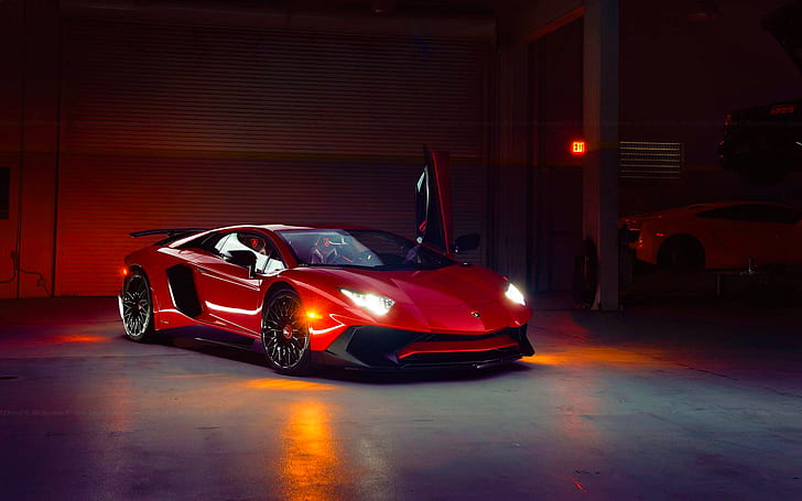 Lamborghini Aventador Superveloce, красный спортивный автомобиль, lamborghini, superveloce, aventador, HD обои