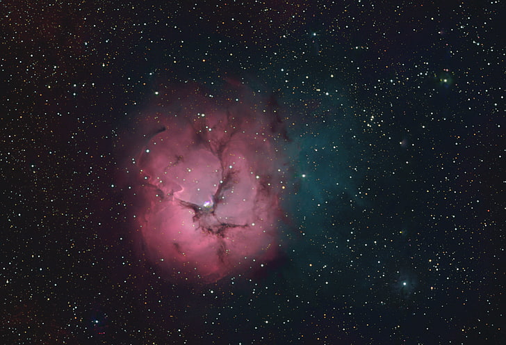 nebula, in the constellation, Sagittarius, trilobal, diffuse, Triple, HD wallpaper