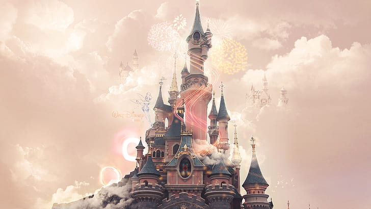 Disneyland Castle Fireworks HD, fantasy, zamek, fajerwerki, disneyland, Tapety HD