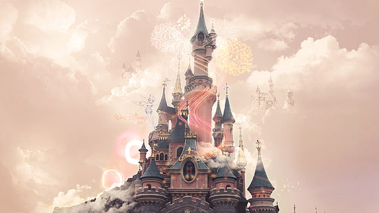 Disneyland Castle Fireworks HD, fantasia, castelo, fogos de artifício, disneyland, HD papel de parede HD wallpaper