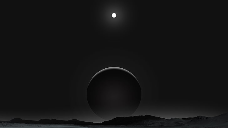 moon digital wallpaper, planet, black, gray, HD wallpaper