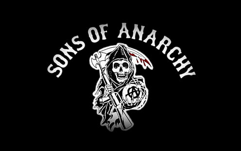 Sons of Anarchy text, Sons of Anarchy, svart bakgrund, typografi, HD tapet HD wallpaper
