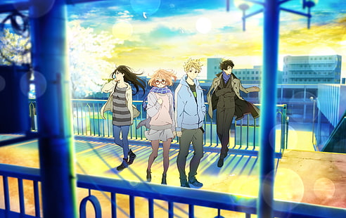 Kyoukai no Kanata, Kuriyama Mirai, Nase Hiroomi, Kanbara Akihito, Nase Mitsuki, HD-Hintergrundbild HD wallpaper